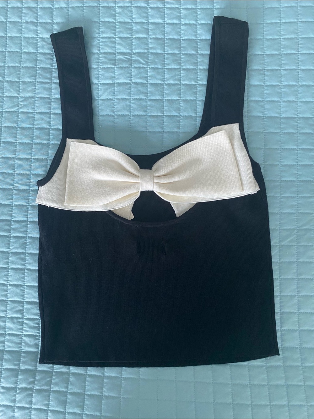 Anthropologie Black & White Backless Midi Dress with Bow - Picture 5 of 6